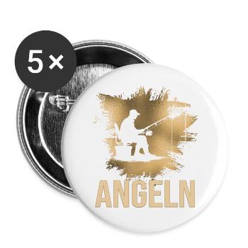 Angeln - Buttons groß 56 mm (5er Pack) - Weiß - Vorne