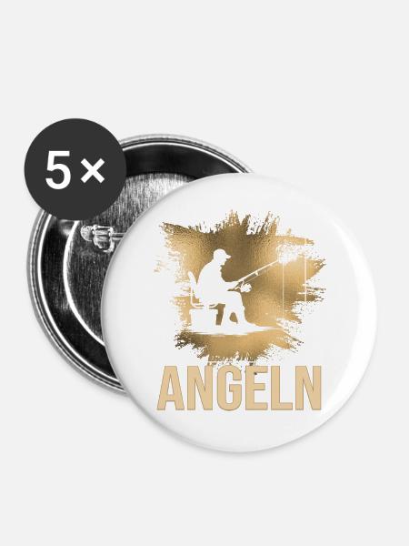 Angeln - Buttons groß 56 mm (5er Pack) - Weiß