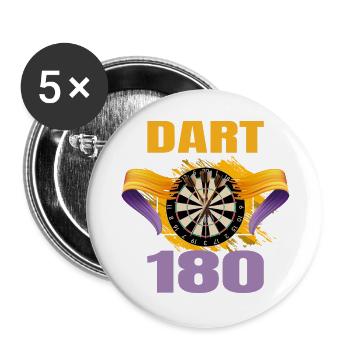 Dart 180 - Buttons groß 56 mm (5er Pack) - Weiß - Vorne