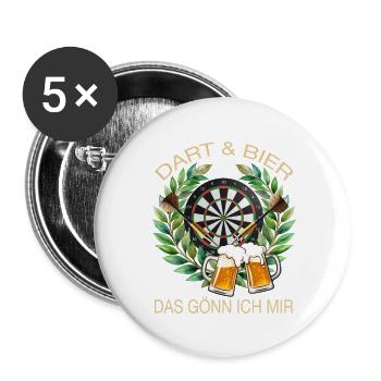 Dart & Bier - Das gönn ich mir - Buttons groß 56 mm (5er Pack) - Weiß - Vorne