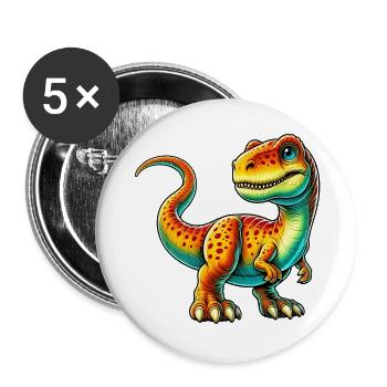 Dinosaurier - Buttons groß 56 mm (5er Pack) - Weiß - Vorne