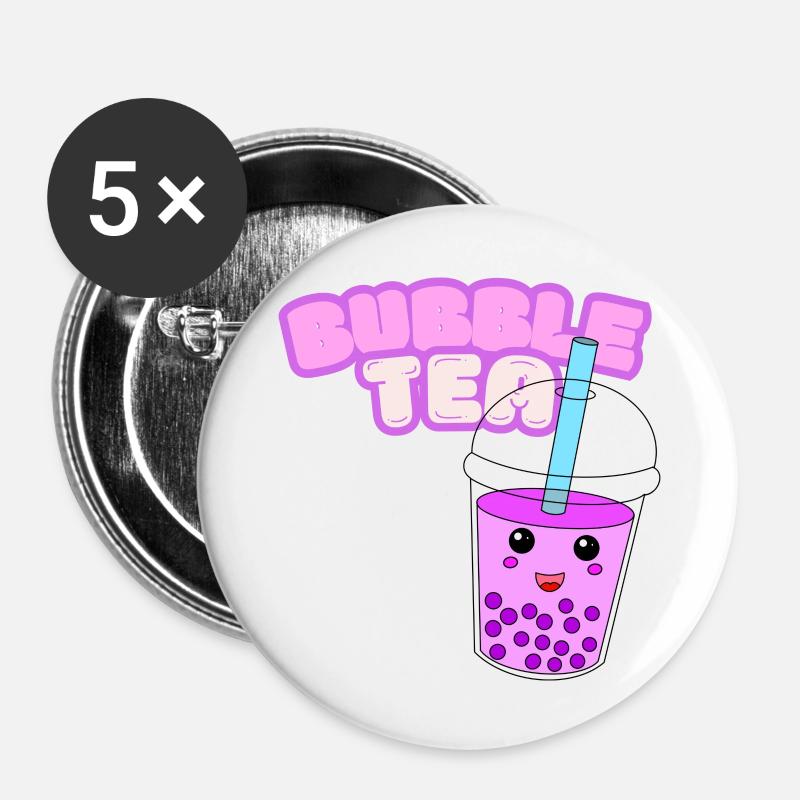 Bubble Tea Font - Buttons large 2.2''/56 mm (5-pack) - white
