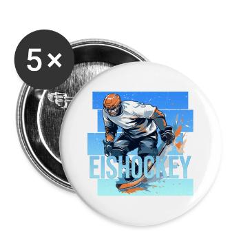 Eishockey - Buttons groß 56 mm (5er Pack) - Weiß - Vorne
