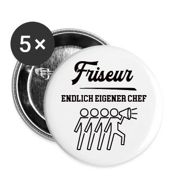 Friseur Chef Selbstständigkeit Salon Gründen - Buttons groß 56 mm (5er Pack) - Weiß - Vorne