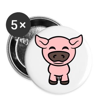 Little Cute Piggy Pig Animal Love - Buttons large 2.2''/56 mm (5-pack) - white - Front