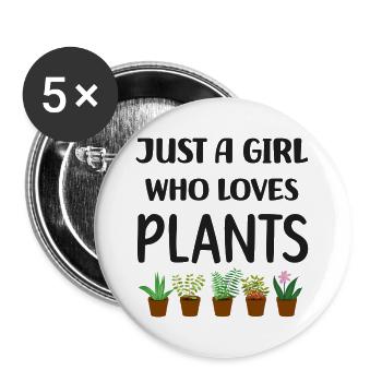 Juste une fille qui aime les plantes - Lot de 5 grands badges (56 mm) - blanc - Devant