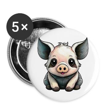 Petit Cochon Sauvage - Lot de 5 grands badges (56 mm) - blanc - Devant