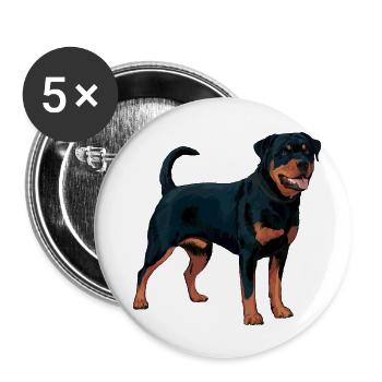 I love Rottweiler – Ich liebe Rottweiler - Buttons groß 56 mm (5er Pack) - Weiß - Vorne