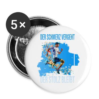 Der Schmerz vergeht - Der Stolz bleibt - Buttons groß 56 mm (5er Pack) - Weiß - Vorne