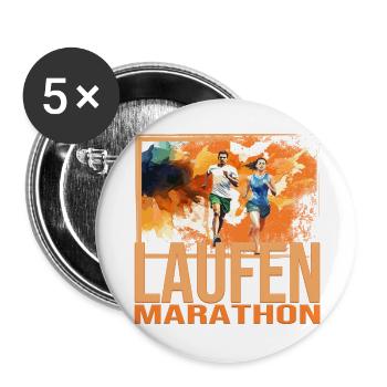 Laufen - Marathon - Buttons groß 56 mm (5er Pack) - Weiß - Vorne