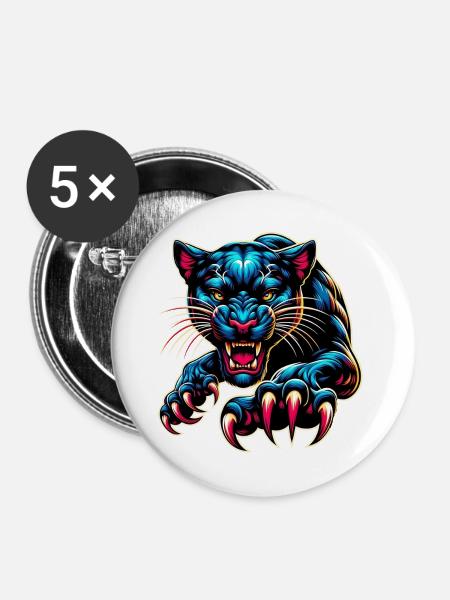 Panther - Buttons groß 56 mm (5er Pack) - Weiß