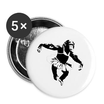 Tanzender Schimpanse - Buttons groß 56 mm (5er Pack) - Weiß - Vorne
