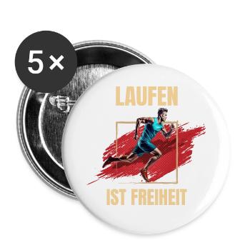 Laufen ist Freiheit - Buttons groß 56 mm (5er Pack) - Weiß - Vorne