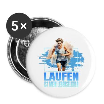 Laufen ist mein Lebenselixier - Buttons groß 56 mm (5er Pack) - Weiß - Vorne