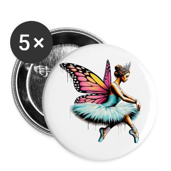 Ballerina with butterfly wings butterflies tutu - Buttons large 2.2''/56 mm (5-pack) - white - Front