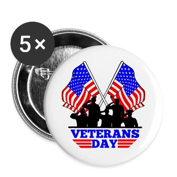USA Flag Veterans Day Emblem - Buttons large 2.2''/56 mm (5-pack) - white - Front