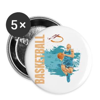 Basketball - Buttons groß 56 mm (5er Pack) - Weiß - Vorne