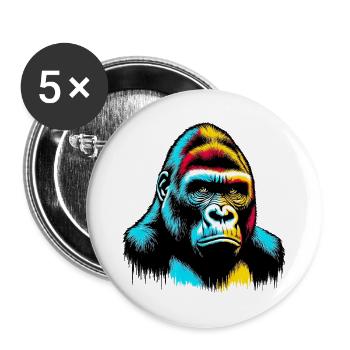 Gorille - Lot de 5 grands badges (56 mm) - blanc - Devant