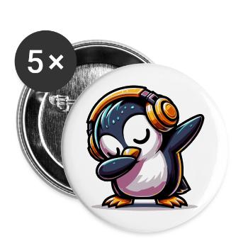 Dabbing Penguin - Buttons large 2.2''/56 mm (5-pack) - white - Front