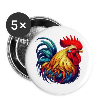 Rooster Hen - Buttons large 2.2''/56 mm (5-pack) - white - Front