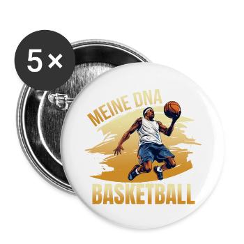 Meine DNA - Basketball - Buttons groß 56 mm (5er Pack) - Weiß - Vorne