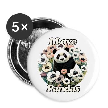 I Love Pandas - Buttons large 2.2''/56 mm (5-pack) - white - Front