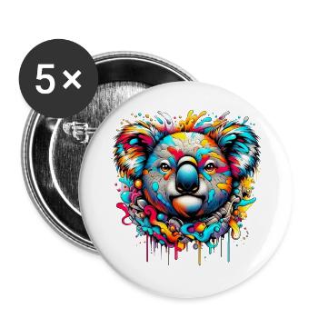 Koala - Buttons groß 56 mm (5er Pack) - Weiß - Vorne