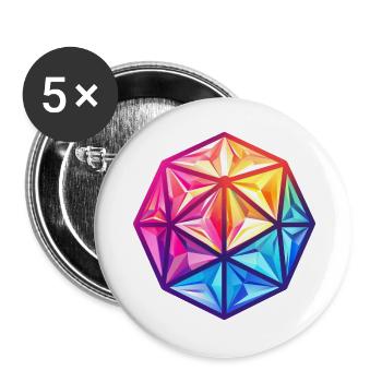 Geometric D20 D20 Cube – Fantasy RPG - Buttons large 2.2''/56 mm (5-pack) - white - Front