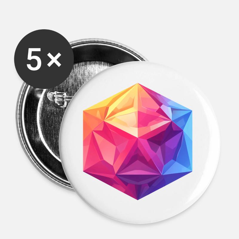 Geometric D20 Cube – Colorful RPG Design - Buttons large 2.2''/56 mm (5-pack) - white