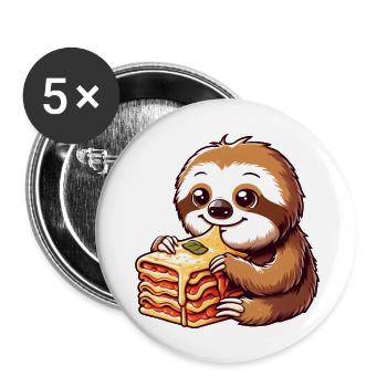 Le paresseux aime les lasagnes italiennes - Lot de 5 grands badges (56 mm) - blanc - Devant