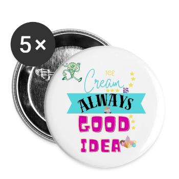 Ice Cream Power - Buttons groß 56 mm (5er Pack) - Weiß - Vorne