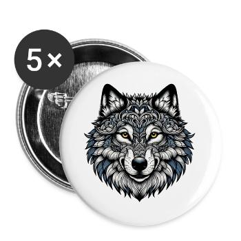 Wolf - Buttons large 2.2''/56 mm (5-pack) - white - Front