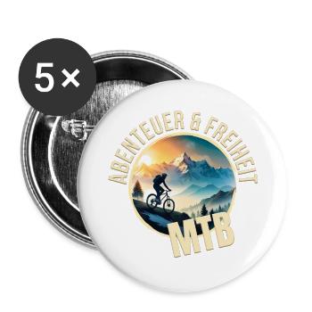 Abenteuer & Freiheit - MTB - Buttons groß 56 mm (5er Pack) - Weiß - Vorne