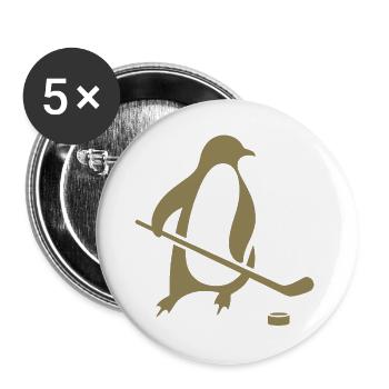 Penguin Ice Hockey Silhouette Minimalist - Buttons large 2.2''/56 mm (5-pack) - white - Front