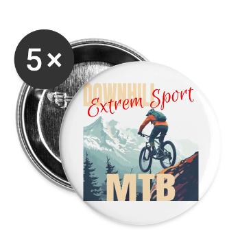 Downhill - Extrem Sport - Buttons groß 56 mm (5er Pack) - Weiß - Vorne