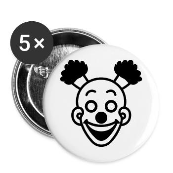 Clown - Buttons groß 56 mm (5er Pack) - Weiß - Vorne