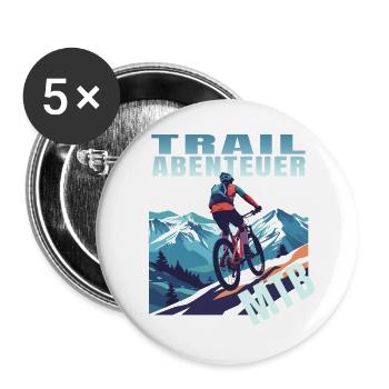Trail Abenteuer - Buttons groß 56 mm (5er Pack) - Weiß - Vorne