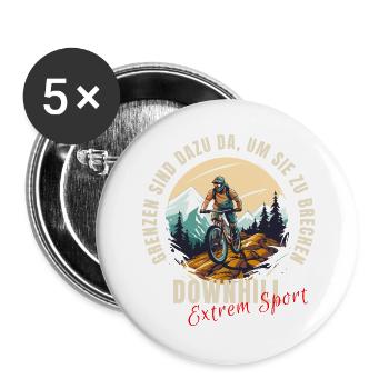 MTB: Grenzen sind dazu da, um sie zu brechen - Buttons groß 56 mm (5er Pack) - Weiß - Vorne