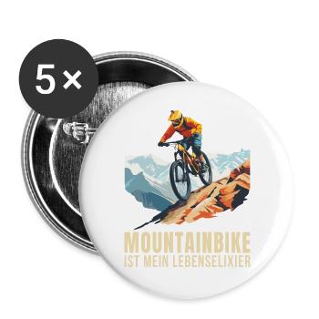 Mountainbike ist mein Lebenselixier - Buttons groß 56 mm (5er Pack) - Weiß - Vorne