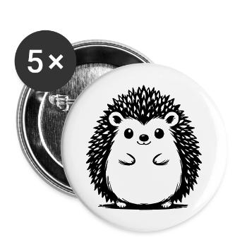Hérisson - Lot de 5 grands badges (56 mm) - blanc - Devant