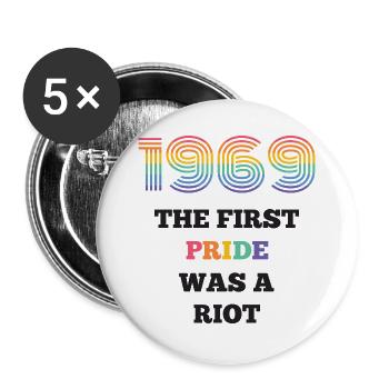 Mois de la fierté LGBT - La première fierté était une émeute - Lot de 5 grands badges (56 mm) - blanc - Devant