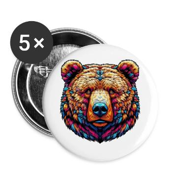 Ours - Lot de 5 grands badges (56 mm) - blanc - Devant