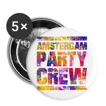 Amsterdam Party Crew Bunt - Buttons groß 56 mm (5er Pack) - Weiß - Vorne