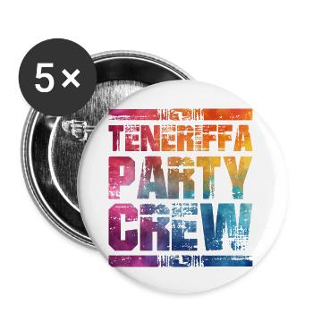 Teneriffa Party Crew Bunt - Buttons groß 56 mm (5er Pack) - Weiß - Vorne