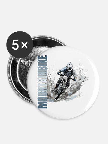 Mountainbike - Buttons groß 56 mm (5er Pack) - Weiß