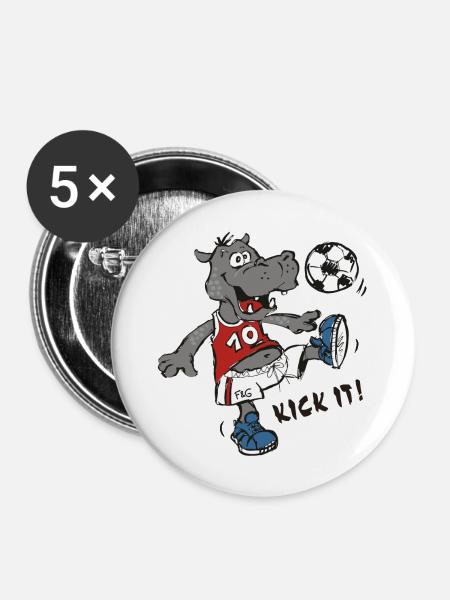 Kick it! - Buttons groß 56 mm (5er Pack) - Weiß