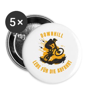 Downhill - Lebe für die Abfahrt - Buttons groß 56 mm (5er Pack) - Weiß - Vorne