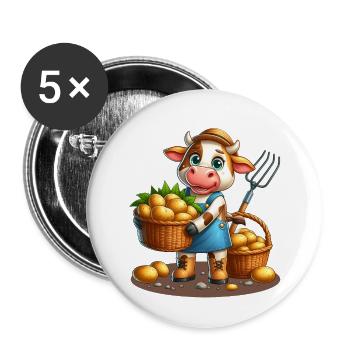 Harvest cow Fresh potatoes from the field - Buttons large 2.2''/56 mm (5-pack) - white - Front
