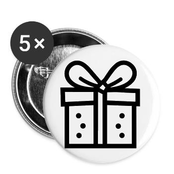 Geschenk-Icon-Box - Buttons groß 56 mm (5er Pack) - Weiß - Vorne