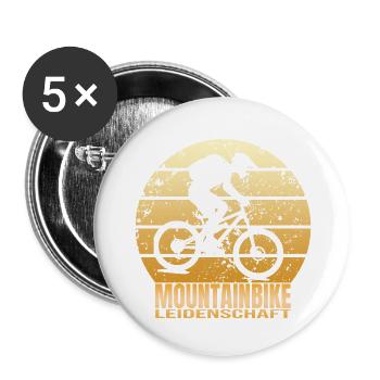 Mountainbike Leidenschaft - Buttons groß 56 mm (5er Pack) - Weiß - Vorne